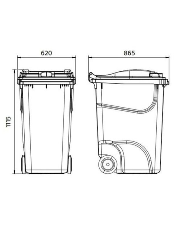 Plastikinis 360 l konteineris pakuotėms, geltonas