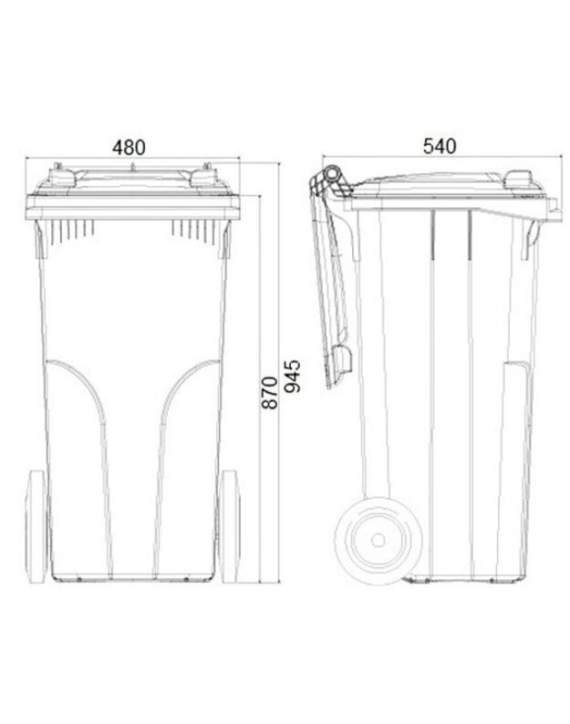  Geltonas 120 litrų konteineris PLASTIKO atliekoms