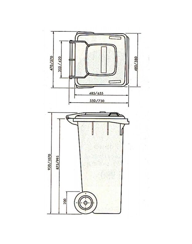  240 ltr talpos konteineris su žaliu dangčiu